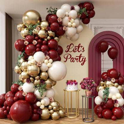 Arche Ballon Mariage Bordeaux et Or
