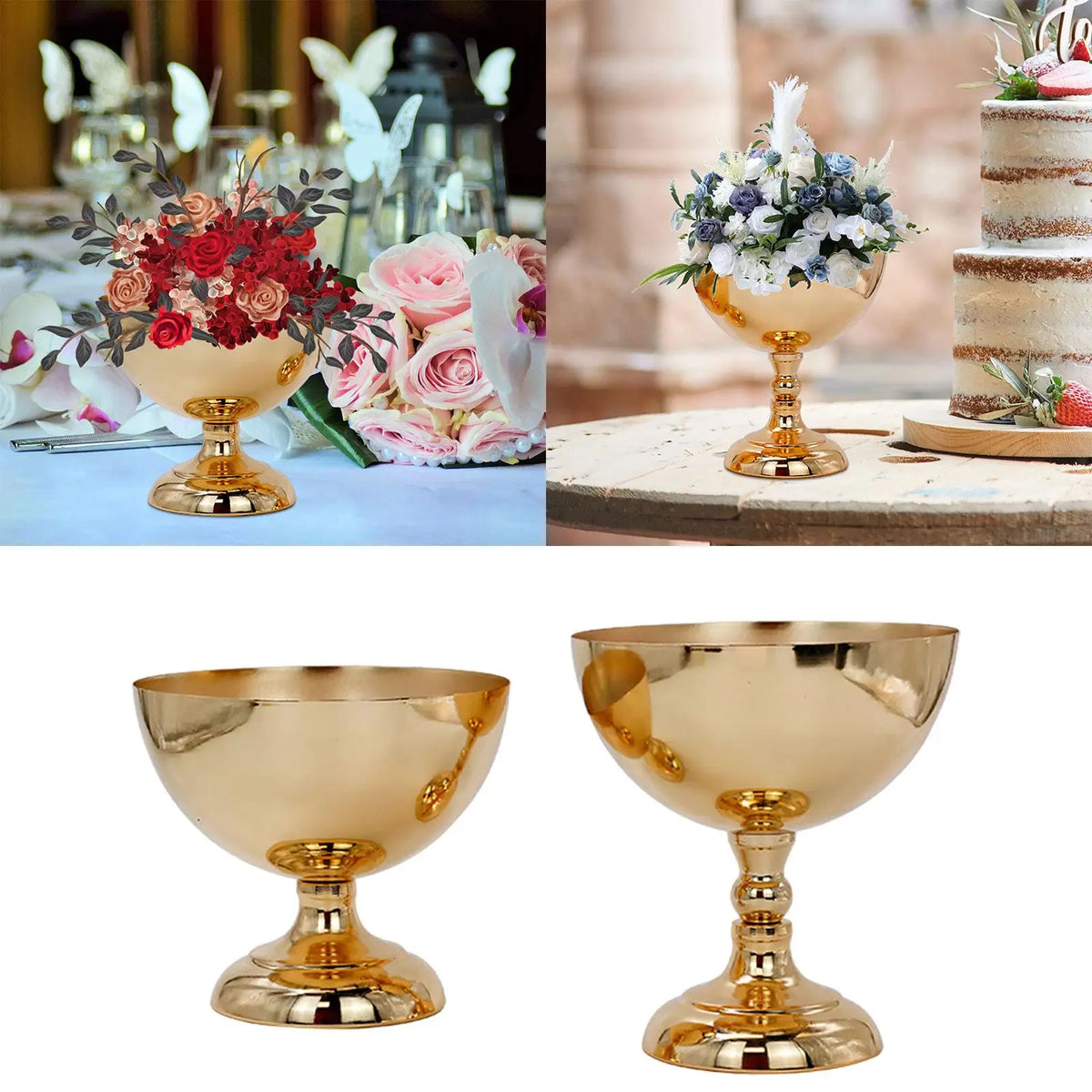 Vase centre de table mariage doré — vue 2