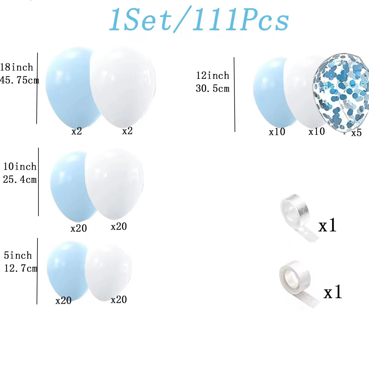 Arche Ballon Mariage Bleu et Blanc