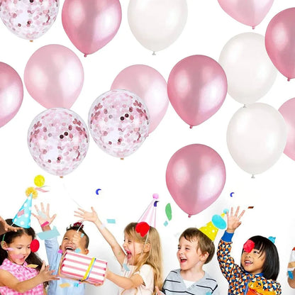 Ballons Mariage Rose et Blanc Confettis