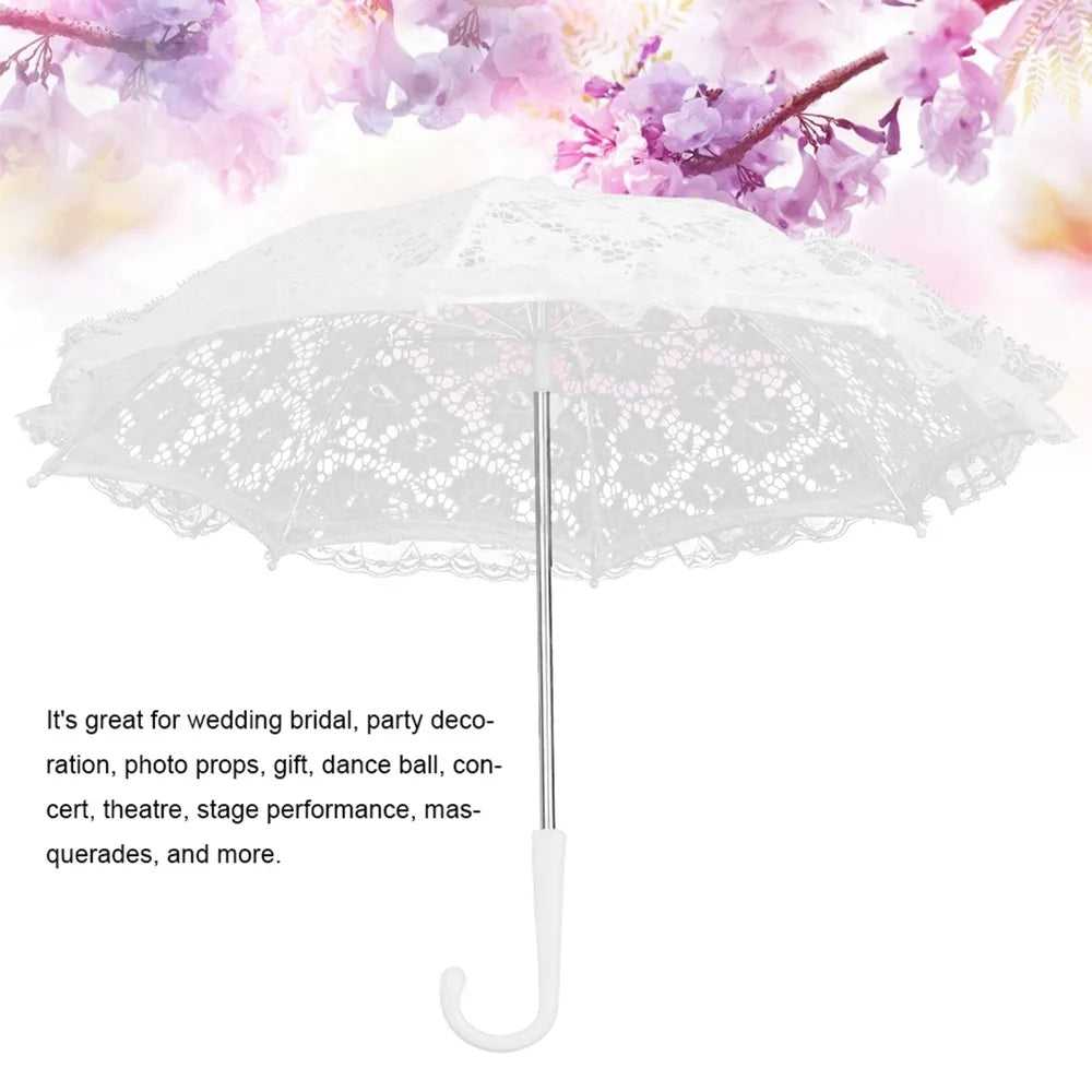 Ombrelle de mariage en dentelle blanche — vue 2