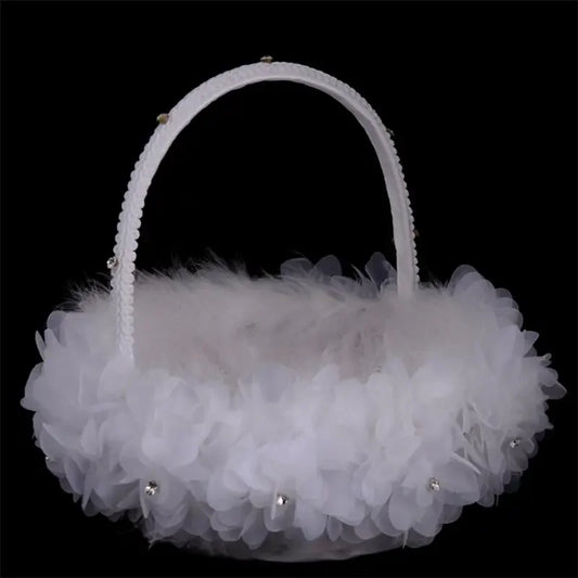 Panier à confettis mariage blanc fleuri
