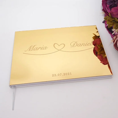 Livre d'Or Mariage Miroir Personnalisé Format Paysage 25x18 cm