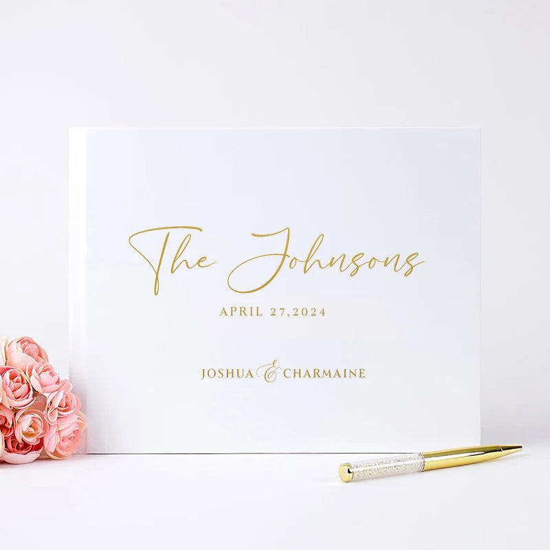Livre d'or mariage blanc personnalisé couverture rigide