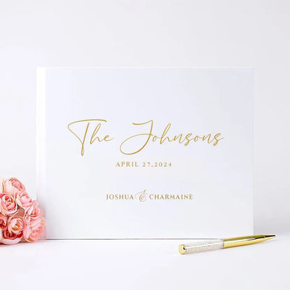Livre d'or mariage blanc personnalisé couverture rigide