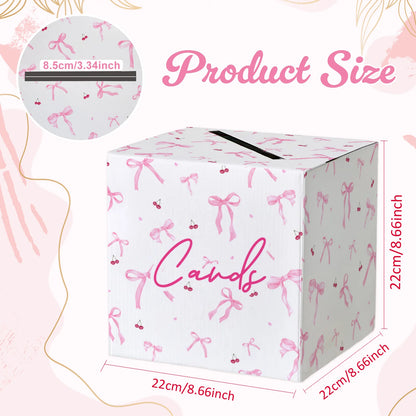Urne Mariage Carton Nœuds Roses 22 cm — vue 2