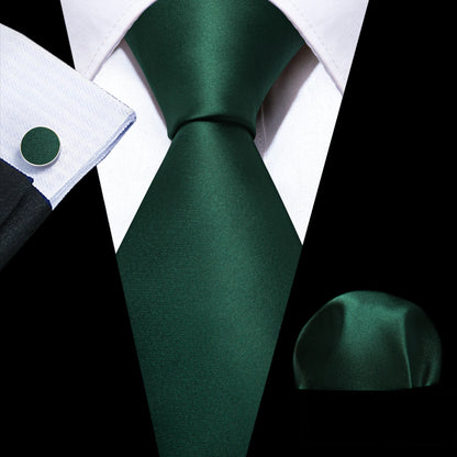 Cravate Mariage Homme Verte Pochette Boutons de Manchette