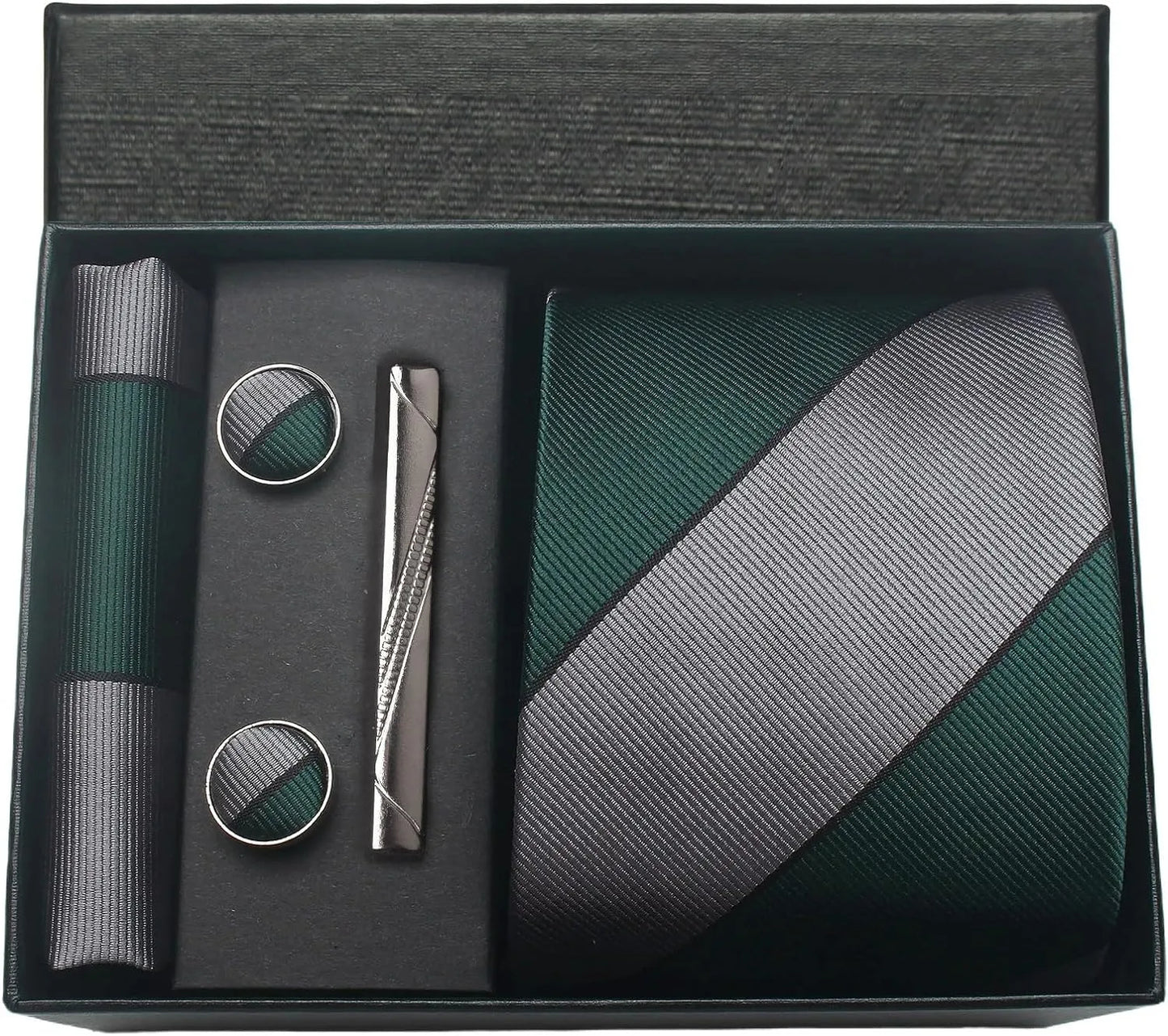 Coffret Cravate Mariage 8 cm Pochette Pince et Manchettes