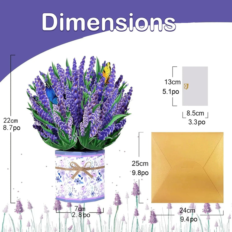 Carte Pop-Up 3D Fleurs et Mariage — Lavande