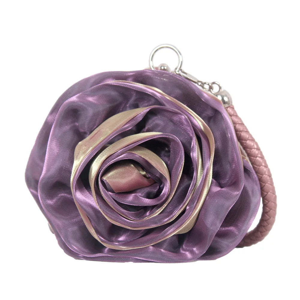 Sac pochette mariée fleur de rose