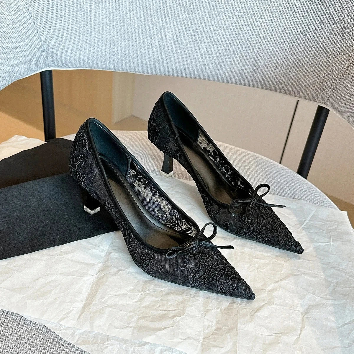 Escarpins Mariée Dentelle et Nœud