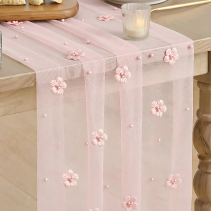 Chemin de Table Tulle Perles