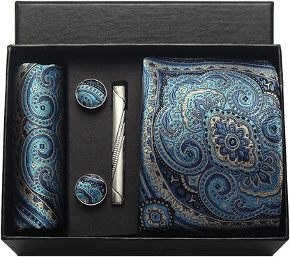 Coffret cravate mariage pochette et boutons manchette