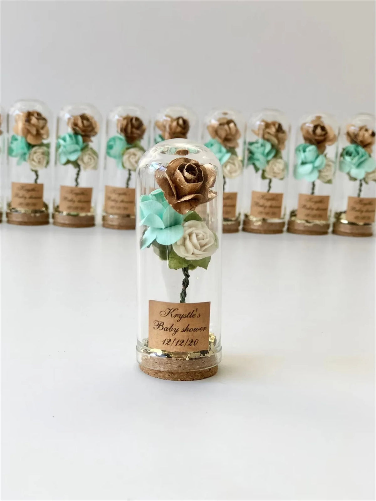 Cadeau invité mariage rose sous cloche — vue 10