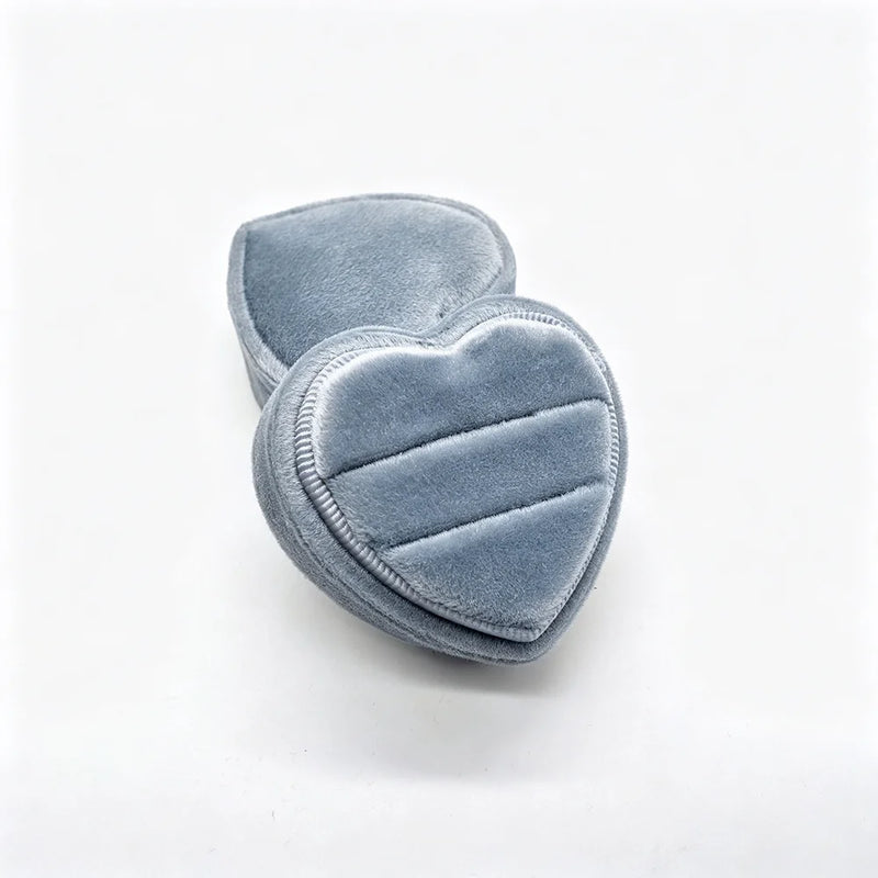Boîte alliance cœur en velours — Bleu poudré