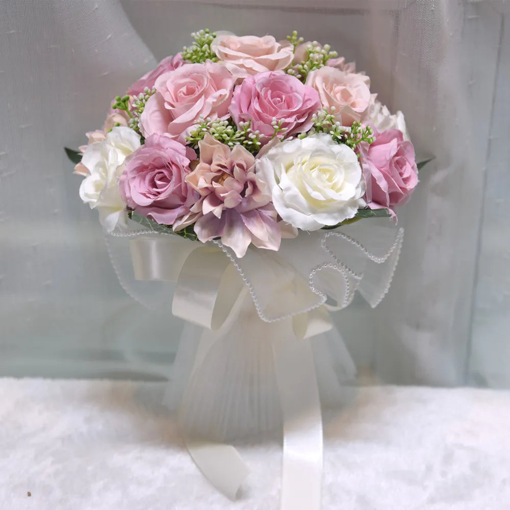 Bouquet de mariée roses en soie — vue 7