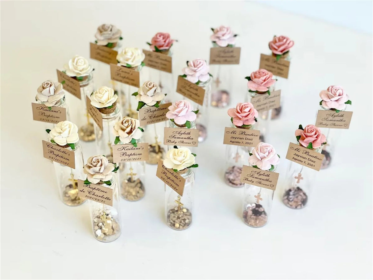 Cadeau invité mariage rose sous cloche — vue 20