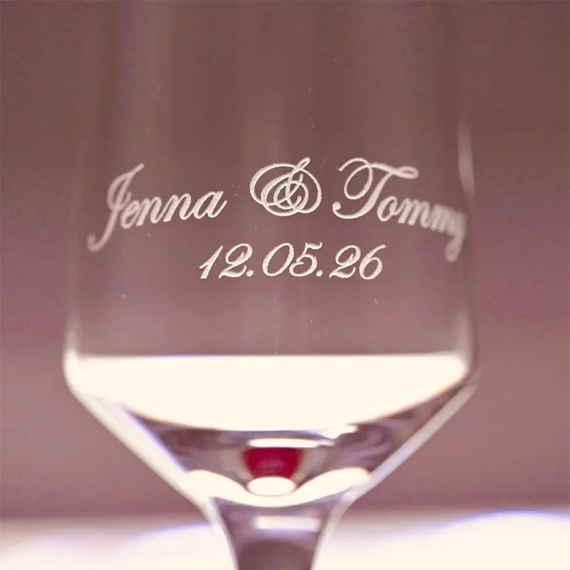 Verre champagne gravé prénoms mariage