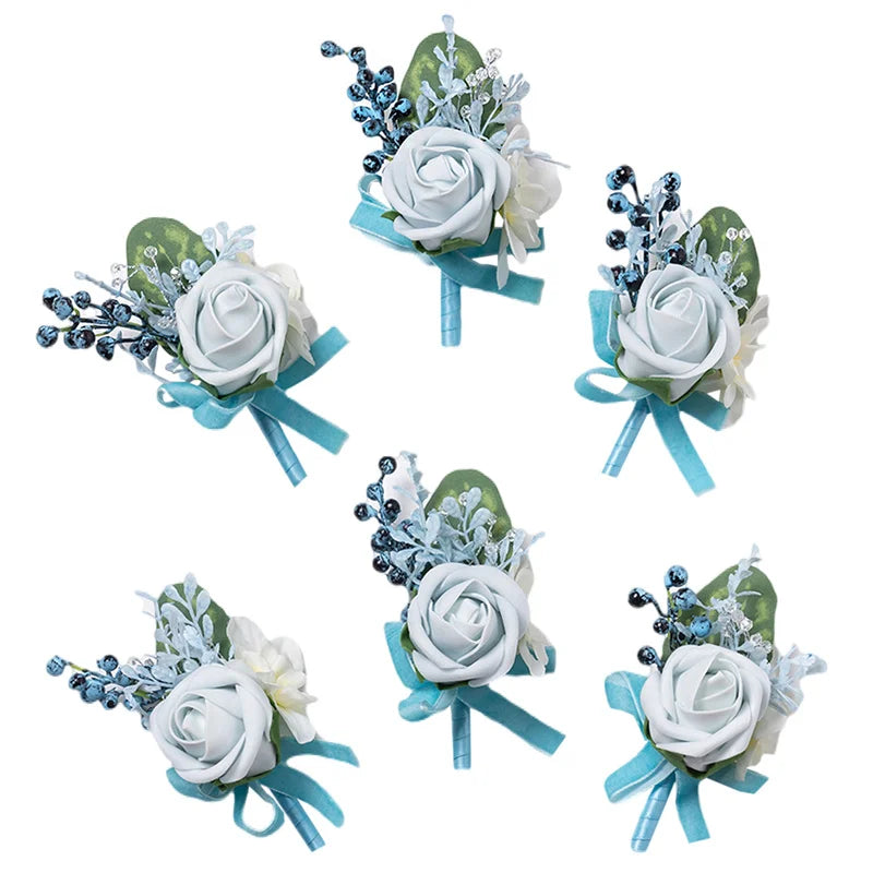 Boutonnières de mariage bleu et blanc — vue 10