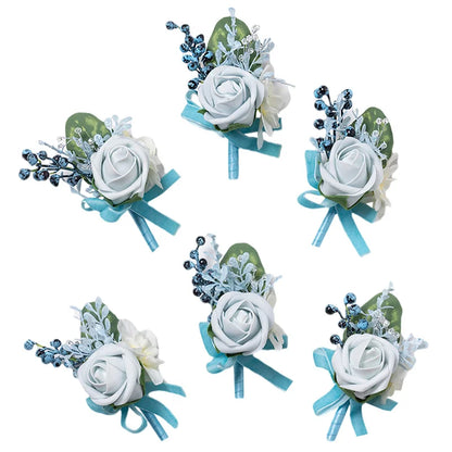 Boutonnières de mariage bleu et blanc — vue 10