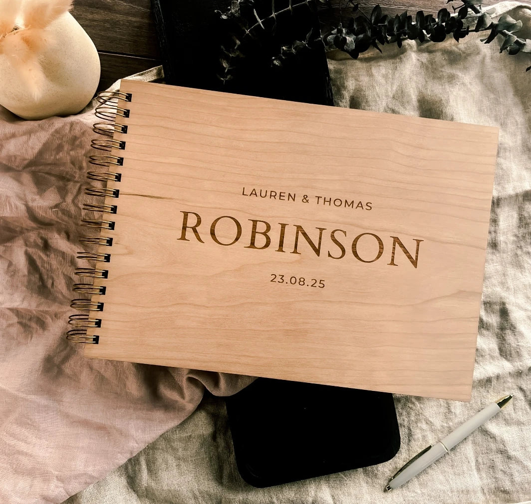 Livre d'or mariage bois champêtre personnalisé