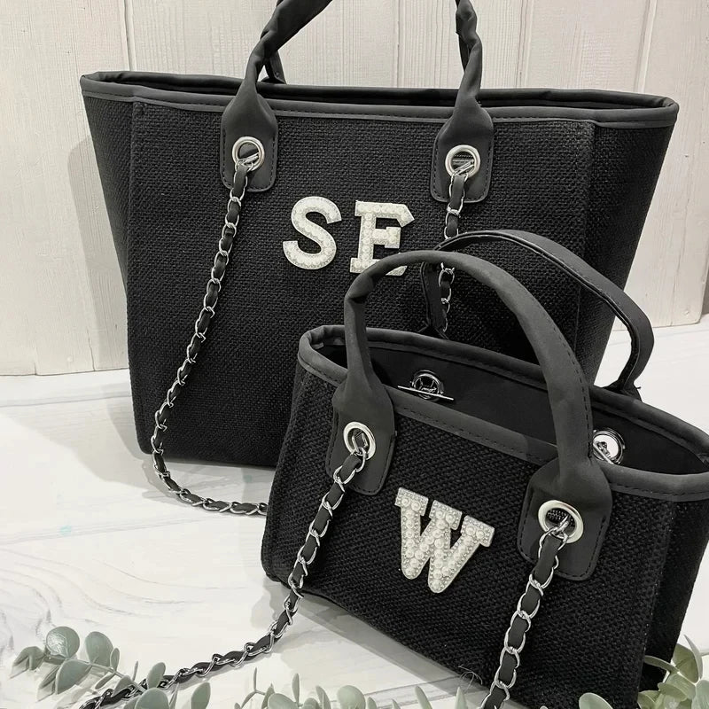 Tote Bag Personnalisé Initiales en Perles