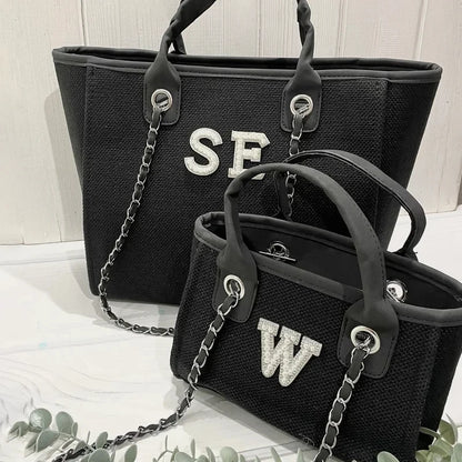 Tote Bag Personnalisé Initiales en Perles