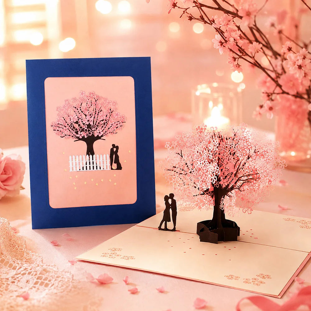 Carte Pop-Up 3D Fleurs et Mariage