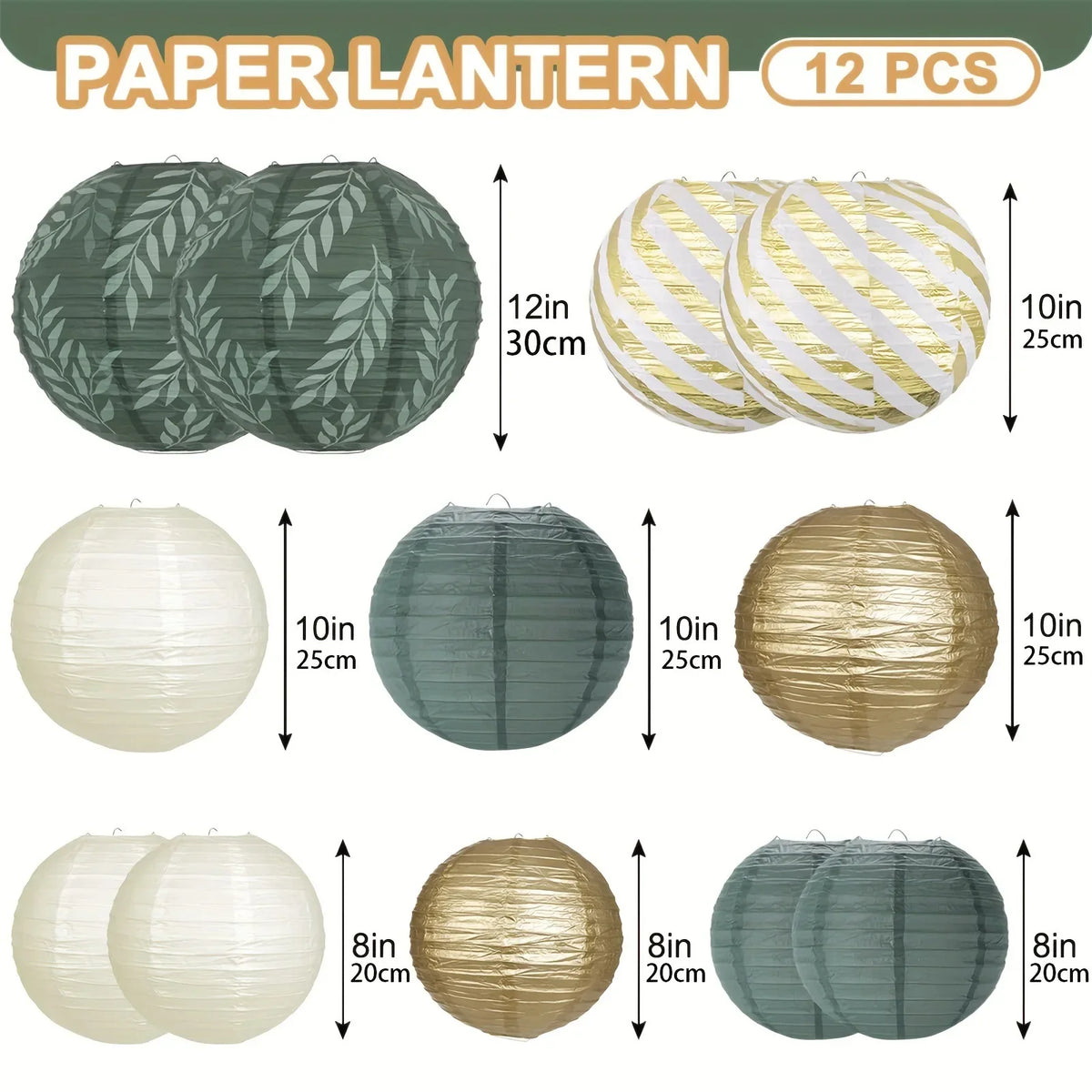 Lanterne mariage papier vert sauge — vue 7