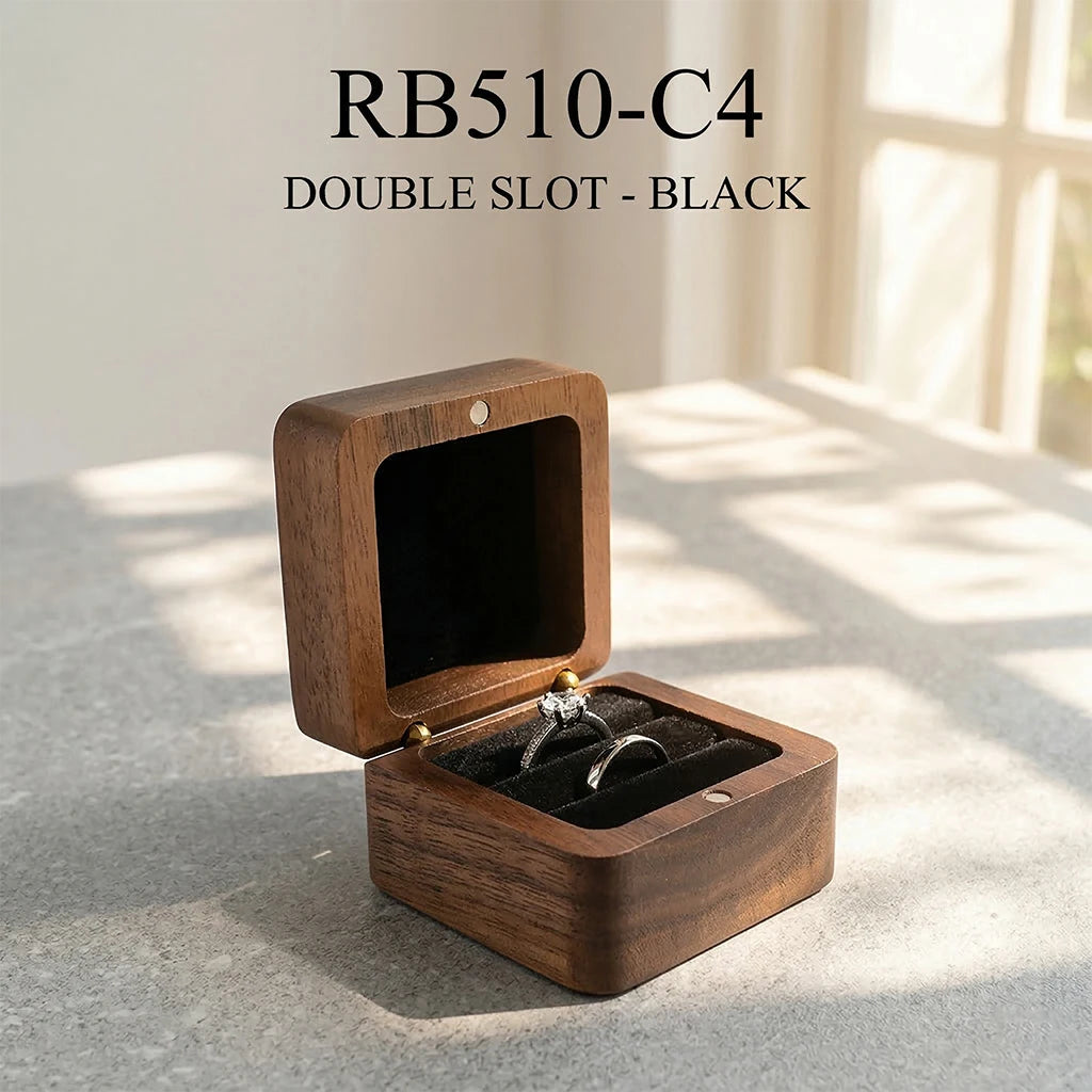 Boîte à Alliance Mariage en Bois Personnalisée