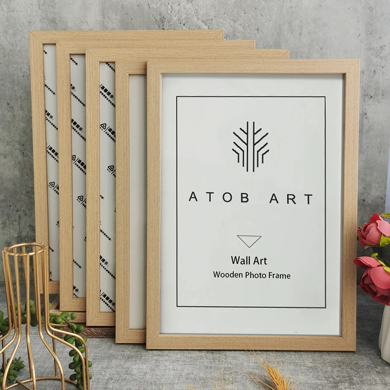 Cadre photo mariage bois A4 lot de 5
