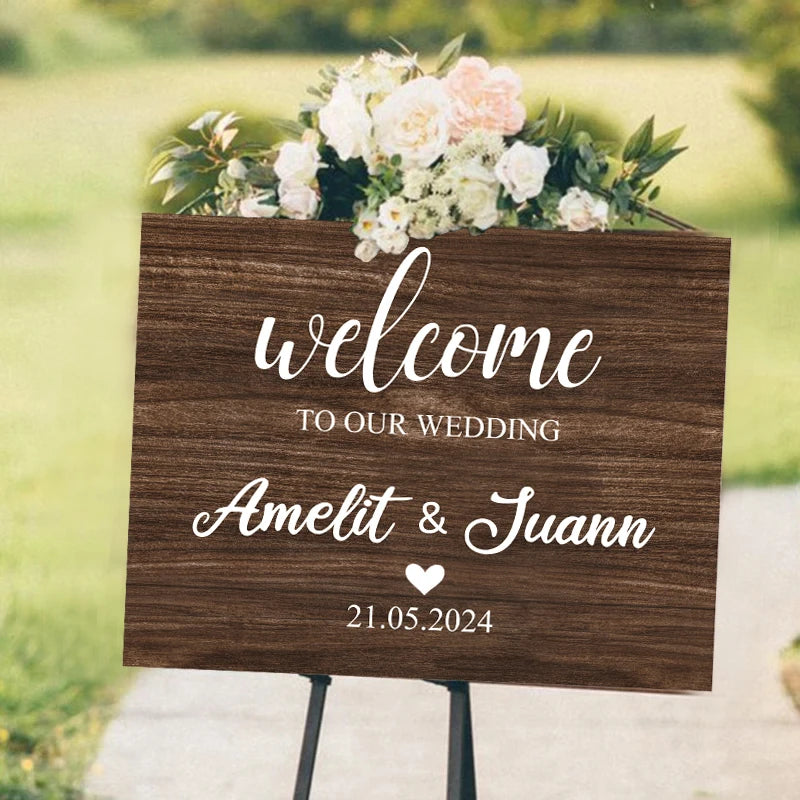 Panneau Bienvenue Mariage Personnalisé 52x40 cm