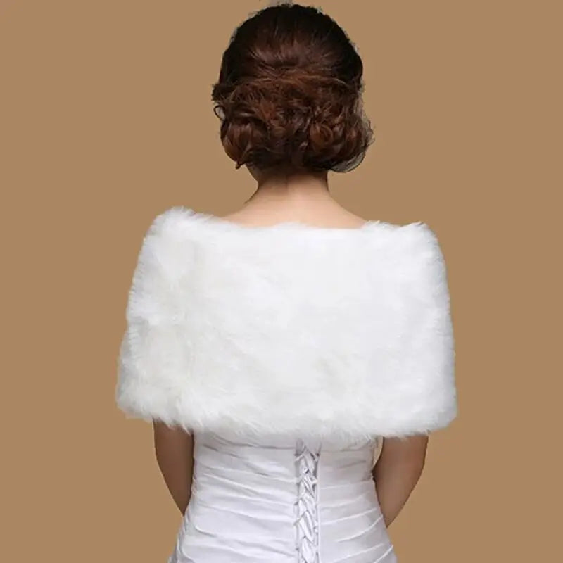 Étole Mariée Fausse Fourrure à Nœud
