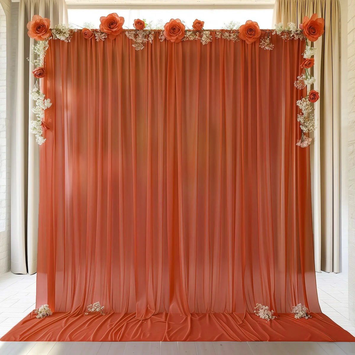 Voilage arche mariage mousseline passe-tringle
