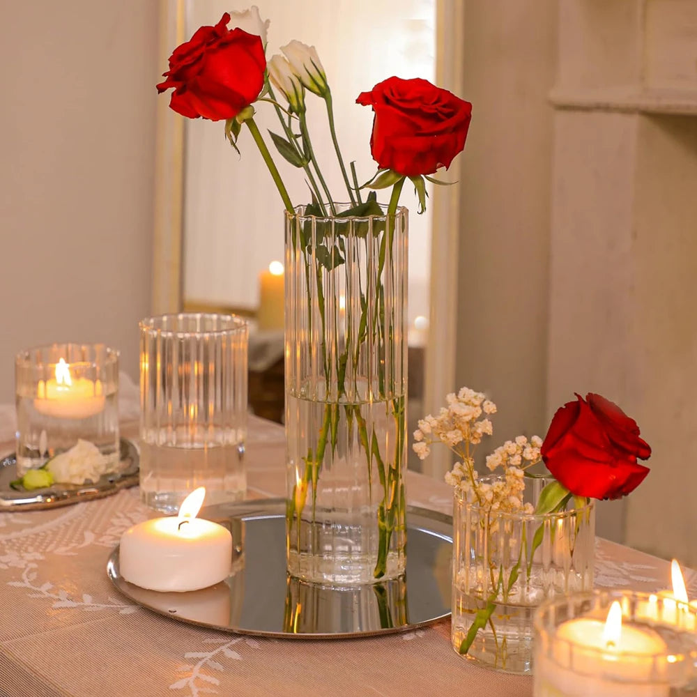 Vase Photophore Verre Strié Mariage — vue 3