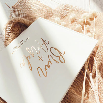 Livre d'or mariage blanc personnalisé couverture rigide