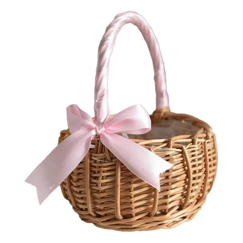 Panier fille d'honneur en osier ruban satin