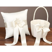 Coussin alliances nœud ivoire et panier — vue 3