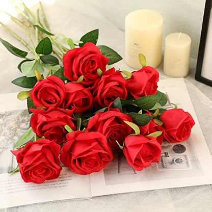 Fleurs artificielles mariage roses 12 tiges