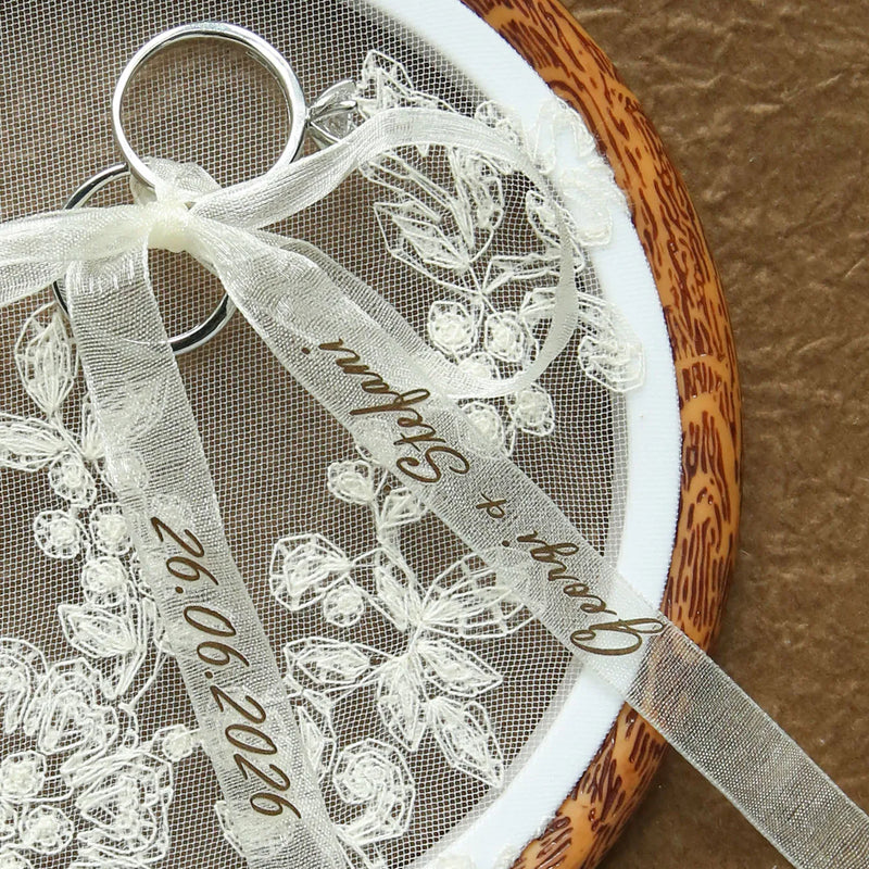 Porte alliance blanc perles et fleurs — vue 6
