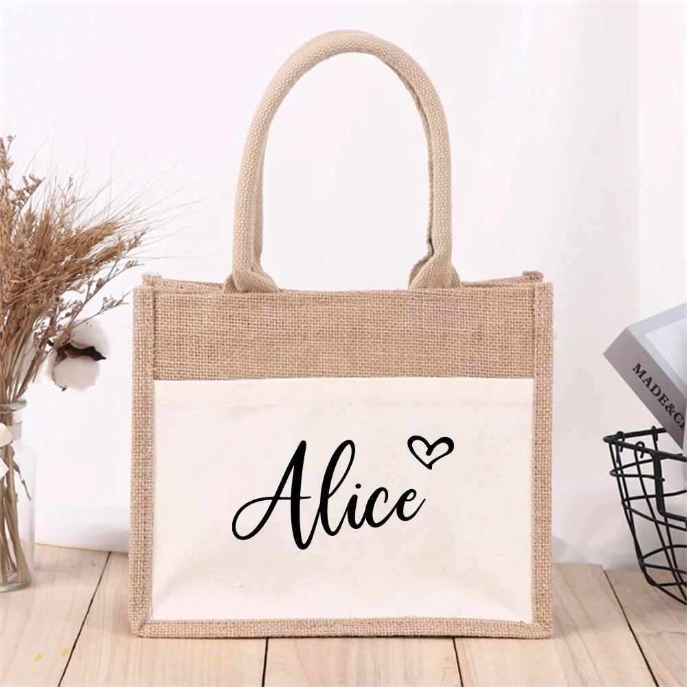 Sac Cabas Jute Personnalisé Demoiselle d'Honneur