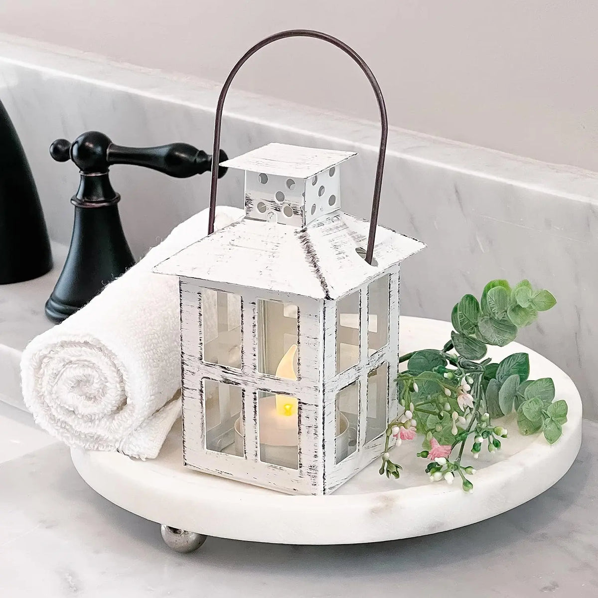 Lanterne Mariage Champêtre Blanche Décorative