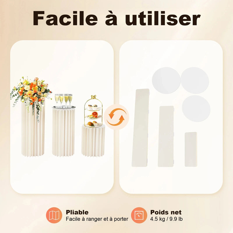 Lot 3 Colonnes Centre de Table Mariage Pliables — vue 3