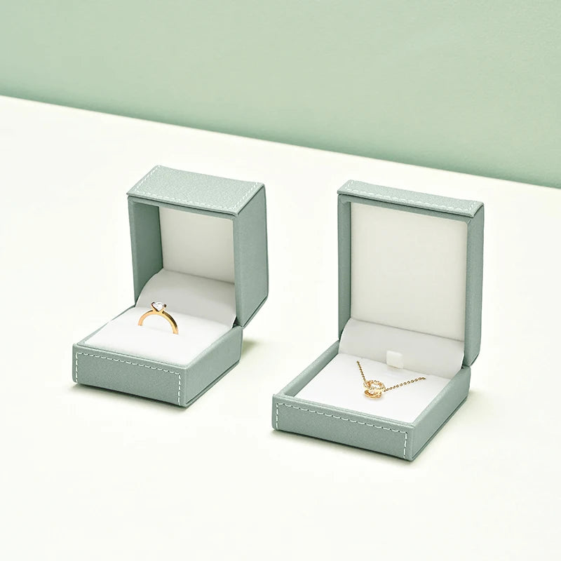 Écrin bague simili cuir vert sauge — vue 4