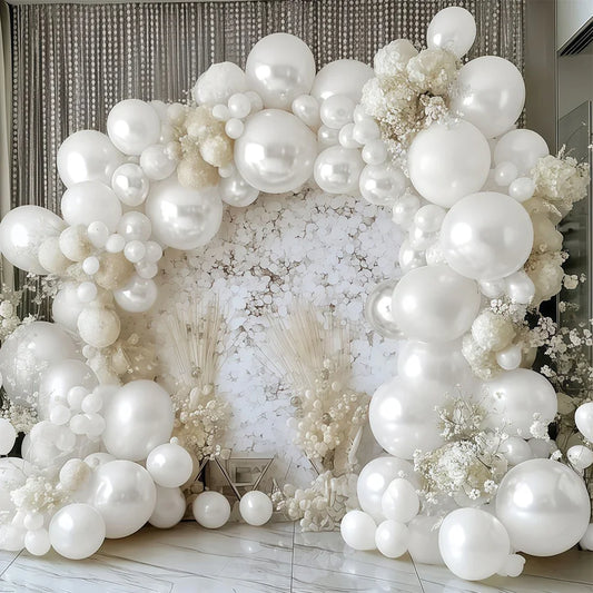 Arche Ballon Mariage Blanc Nacré