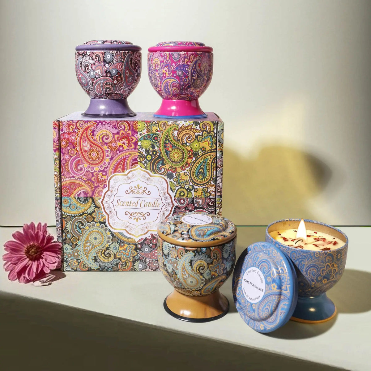 Bougie mariage parfumée en coupe décorée — vue 4