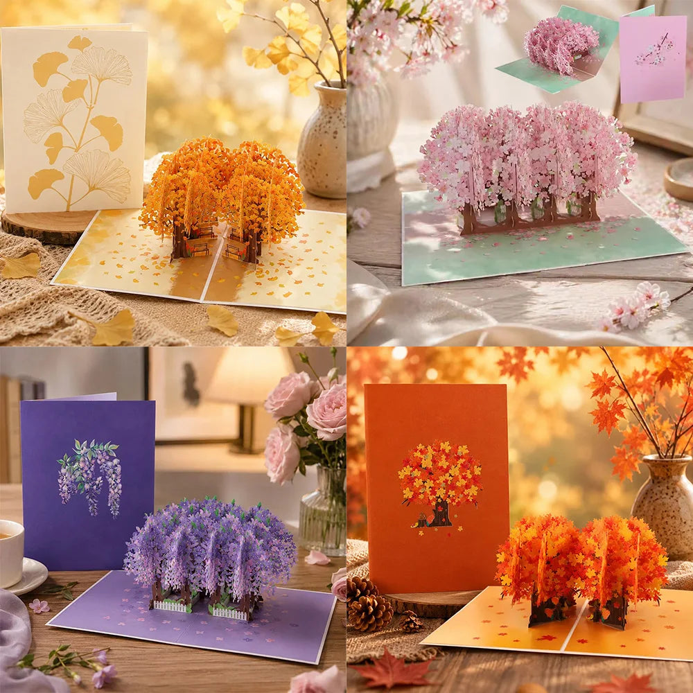 Carte Pop-Up 3D Fleurs et Mariage