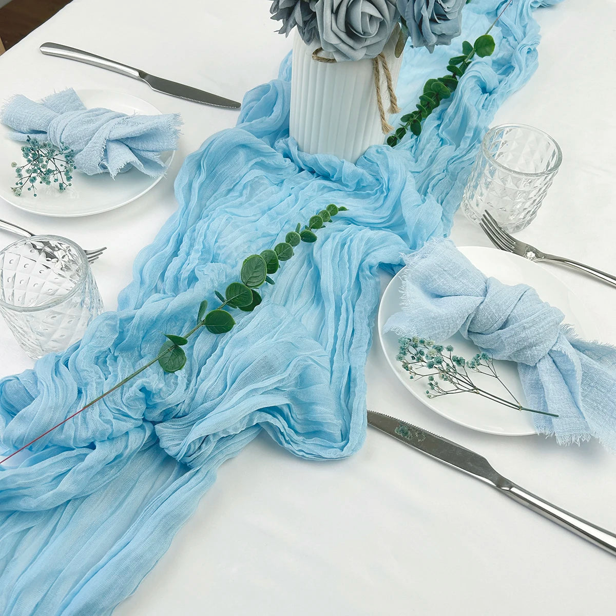 Chemin de Table Mariage en Gaze Froissée