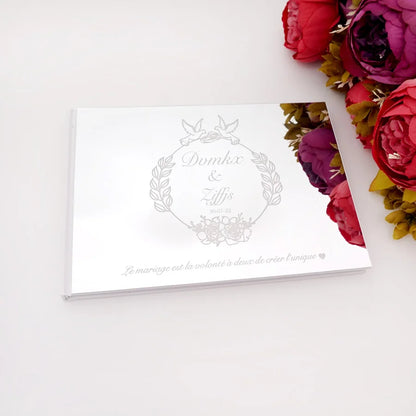 Livre d'Or Mariage Miroir Personnalisé Format Paysage 25x18 cm