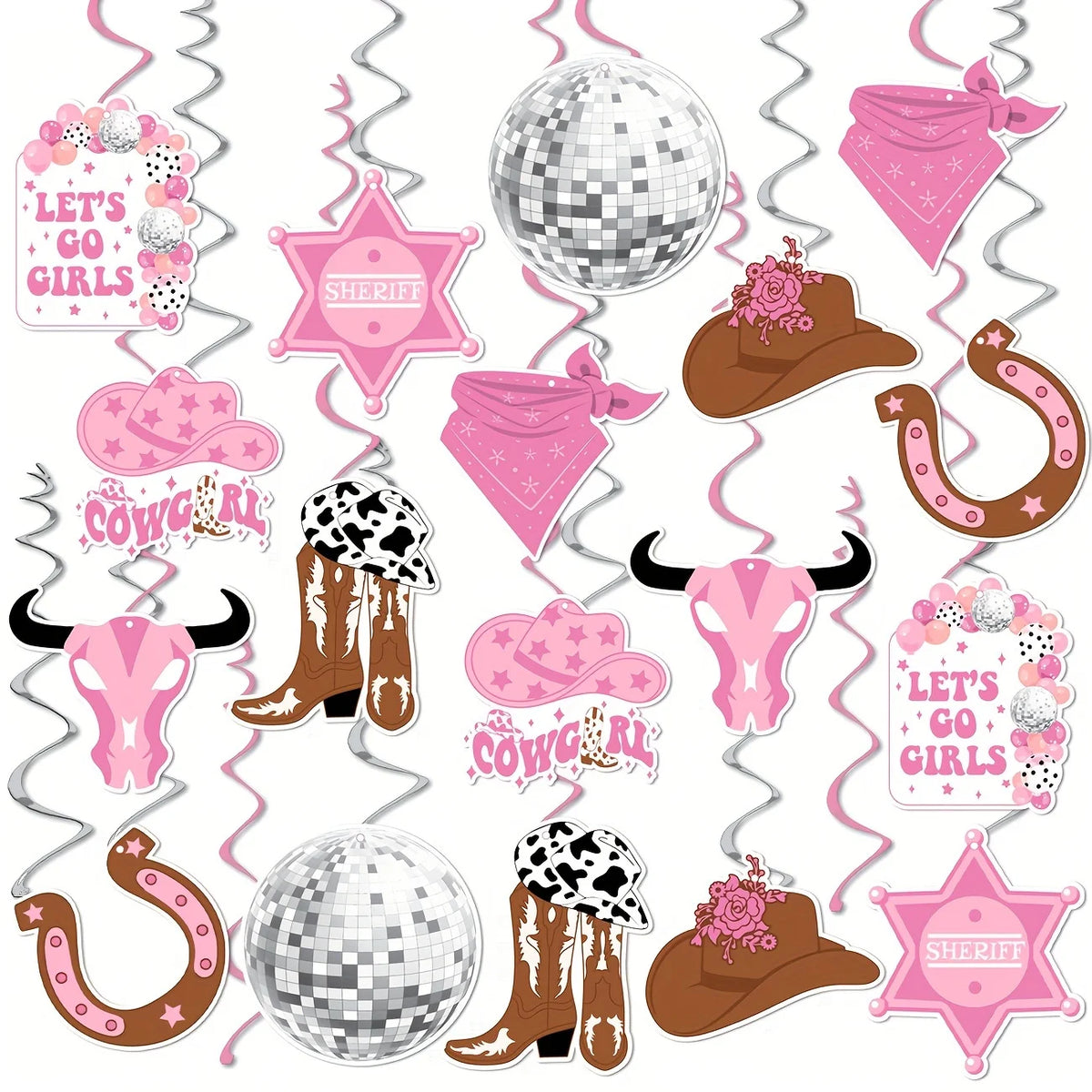Suspensions EVJF Cowgirl Rose 36 Pièces